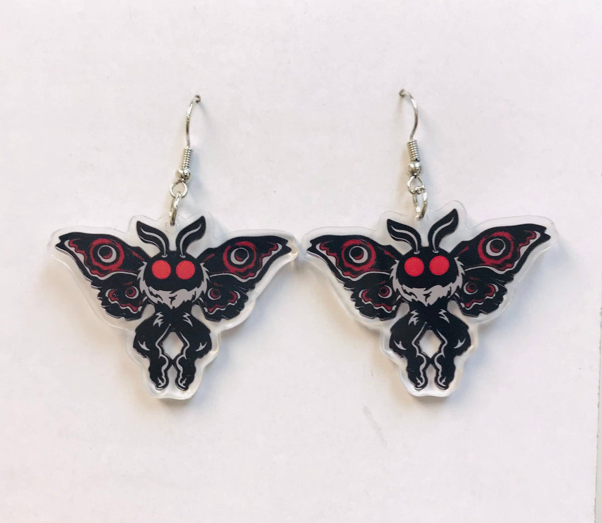 Mothman Cryptid Creature Earring, Acrylic Moth Earrings
