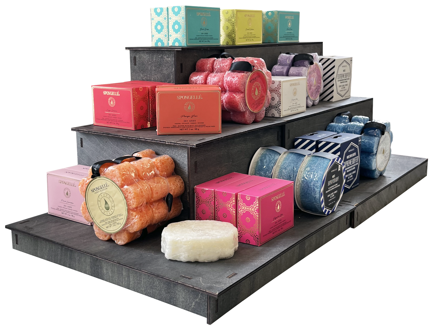 3-Tier Corner Wooden Portable Display Stand: Ebony