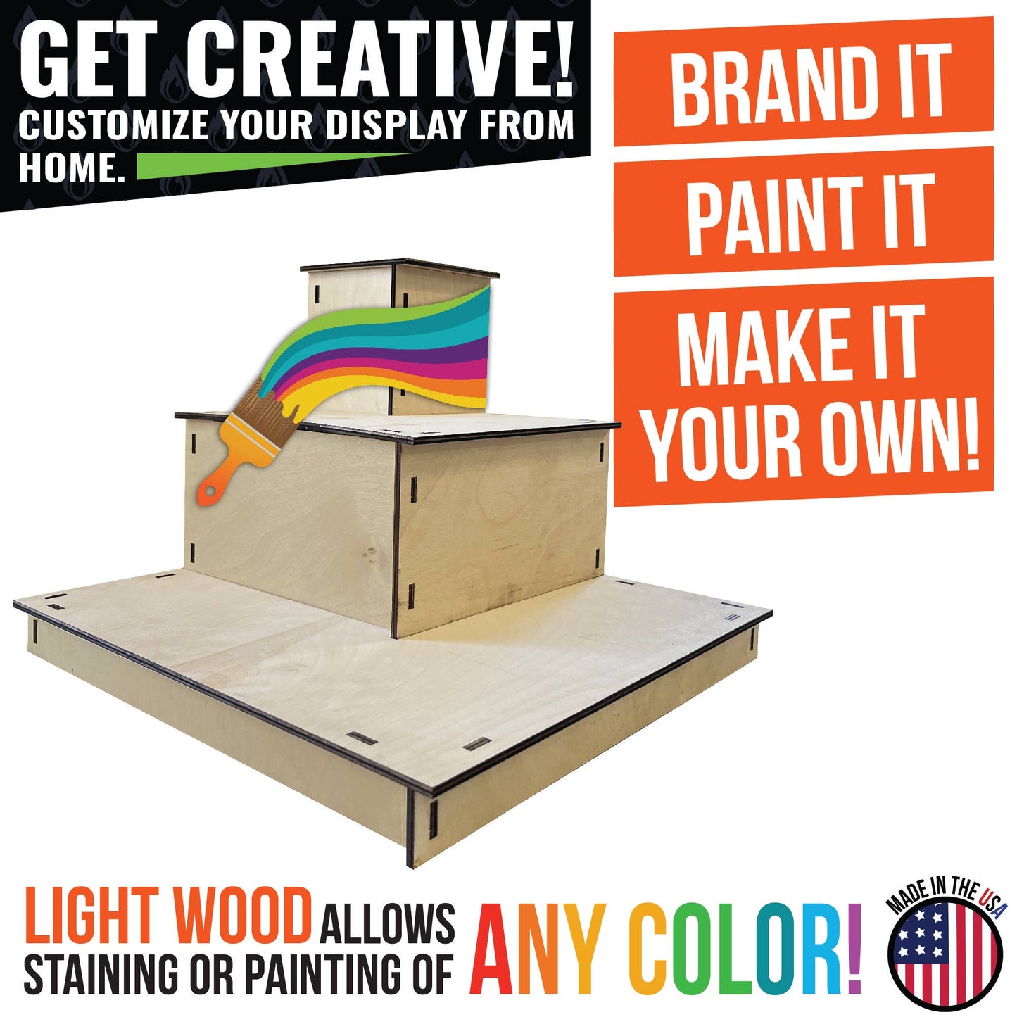 3-Tier Corner Wooden Portable Display Stand: Ebony