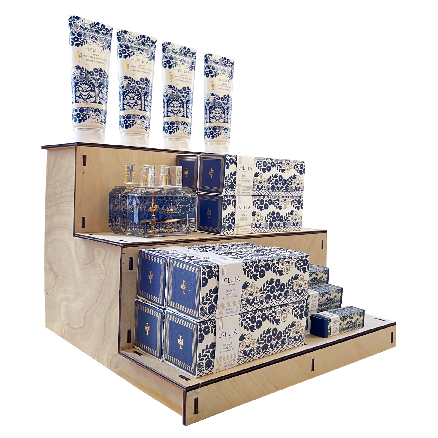 3-Tier Straight Wooden Portable Display Stand: Ebony