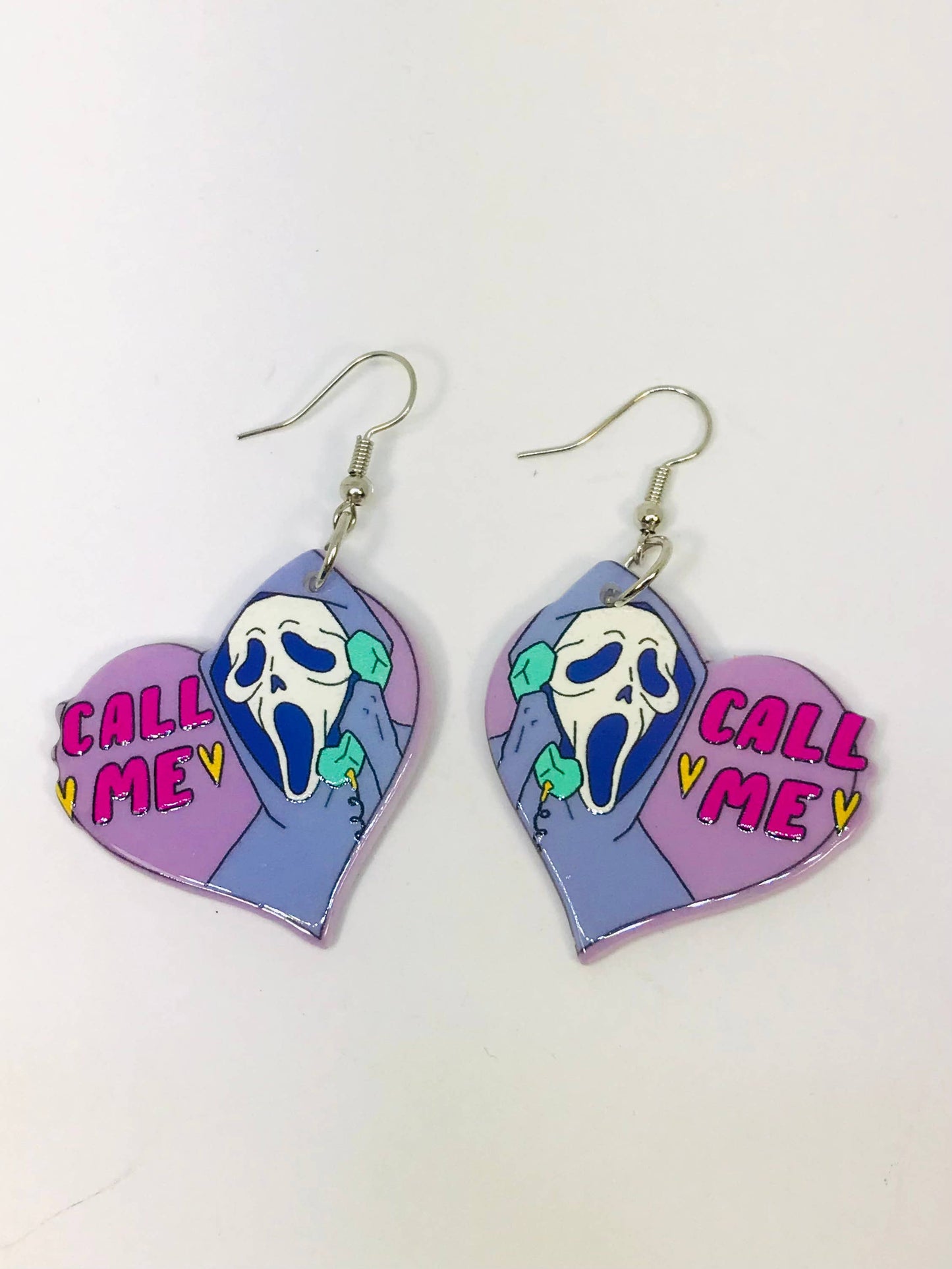 Acrylic Ghost Call Me Earrings Halloween Horror