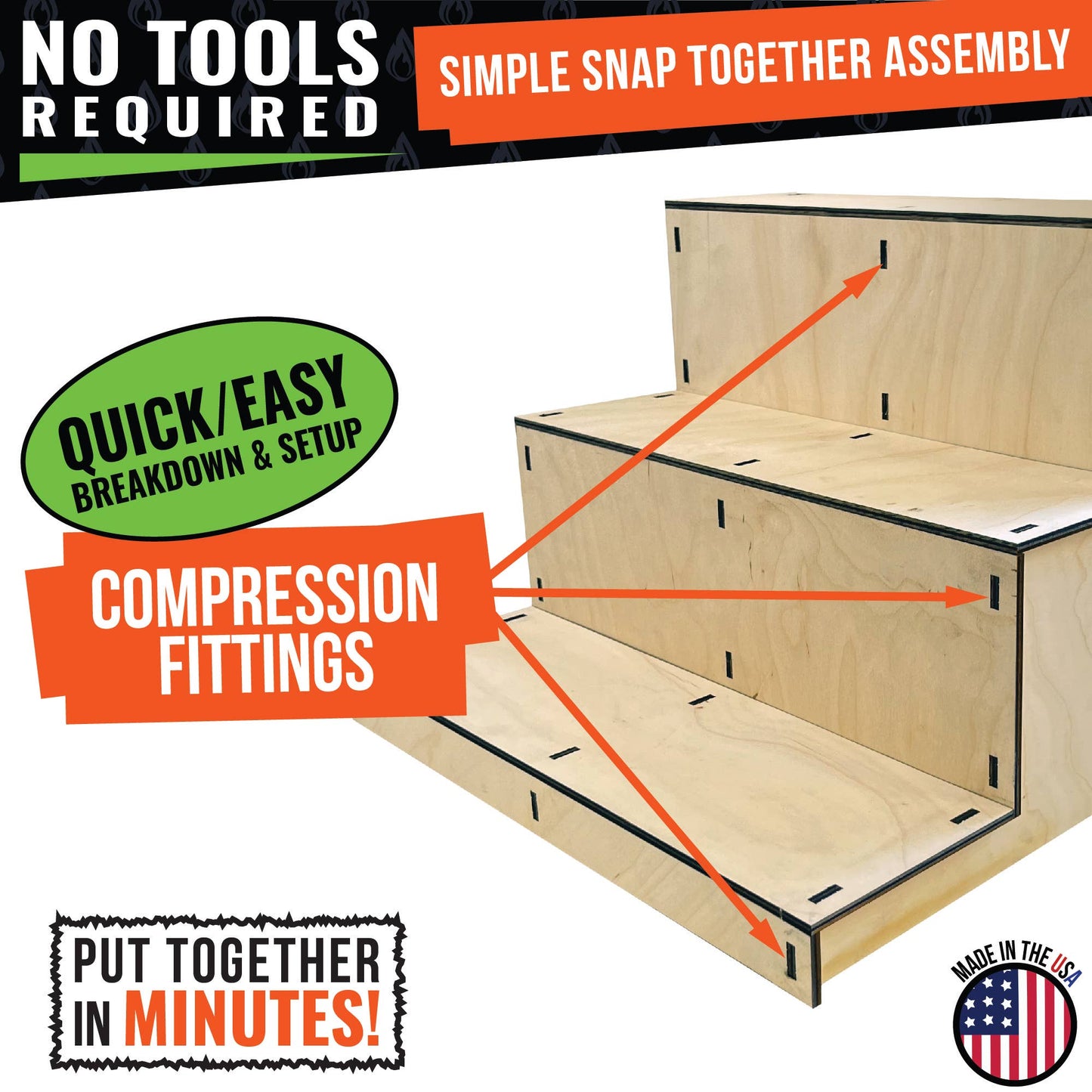 3-Tier Straight Wooden Portable Display Stand: Ebony