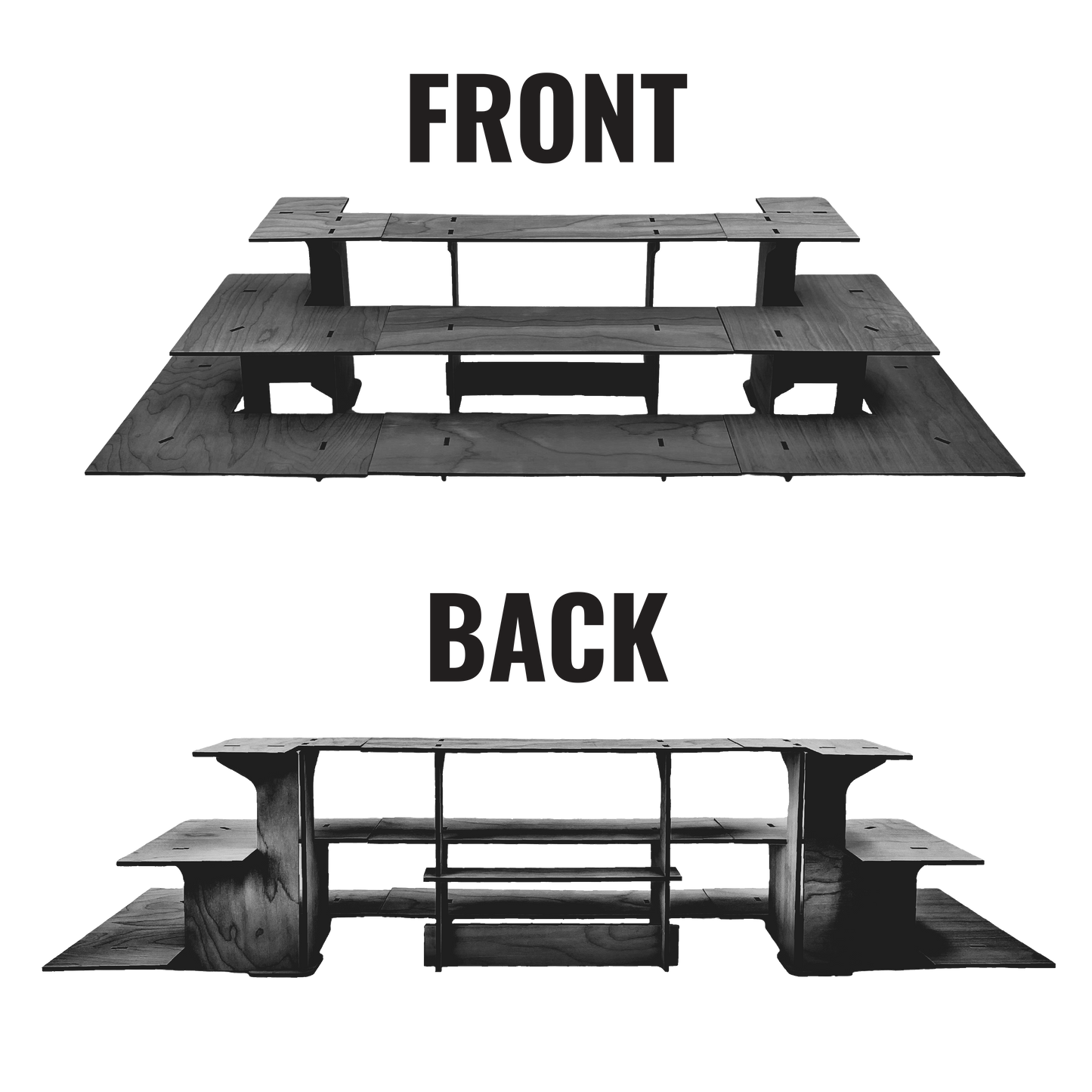 3-Tier Retail Table Display Corner Stand with Shelves: Ebony