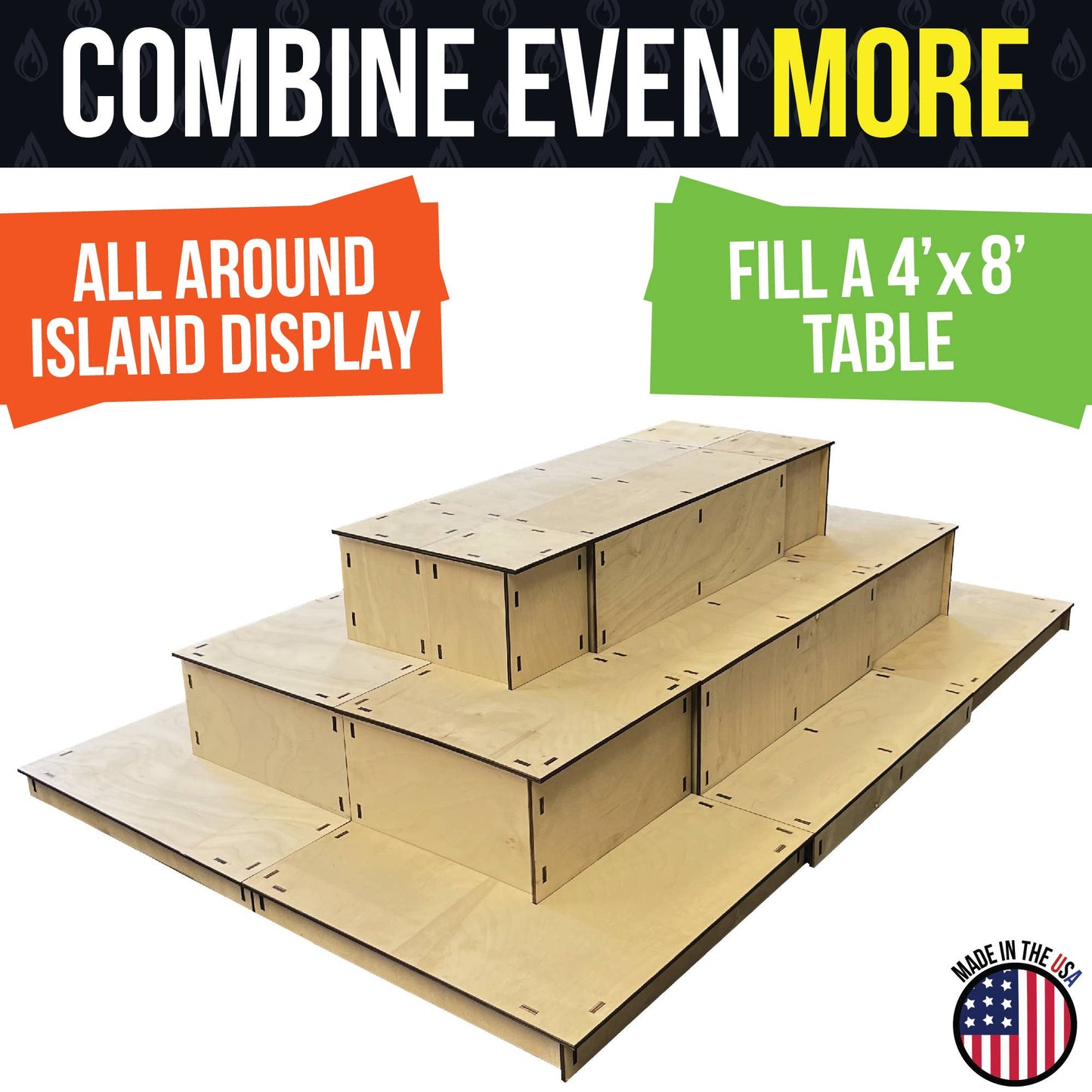 3-Tier Corner Wooden Portable Display Stand: Ebony