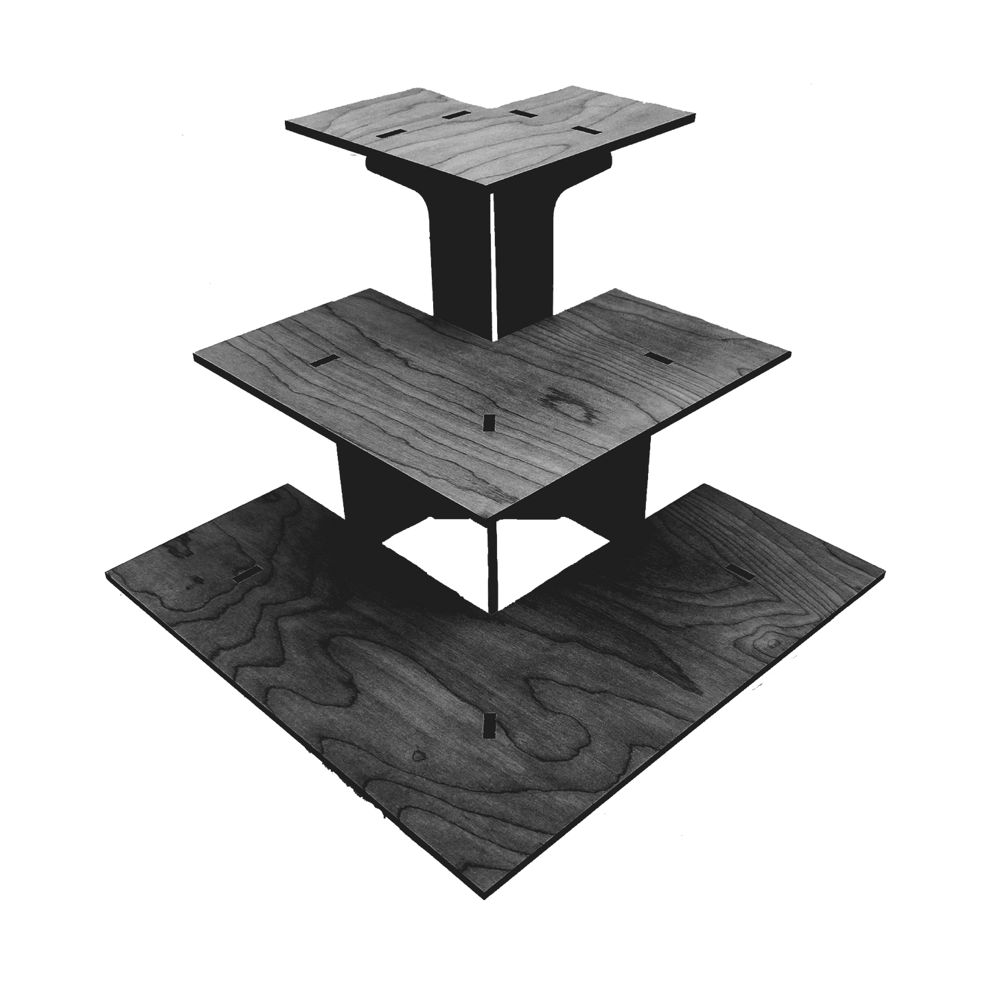 3-Tier Retail Table Display Corner Stand with Shelves: Ebony