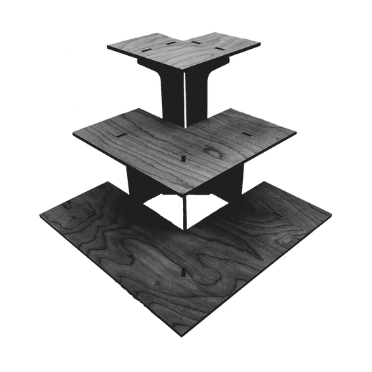 3-Tier Retail Table Display Corner Stand with Shelves: Ebony