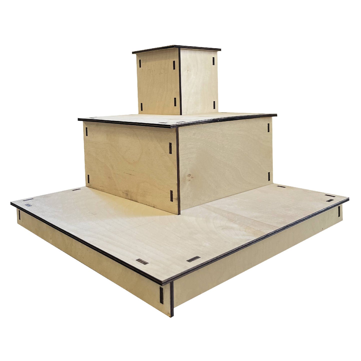 3-Tier Corner Wooden Portable Display Stand: Ebony