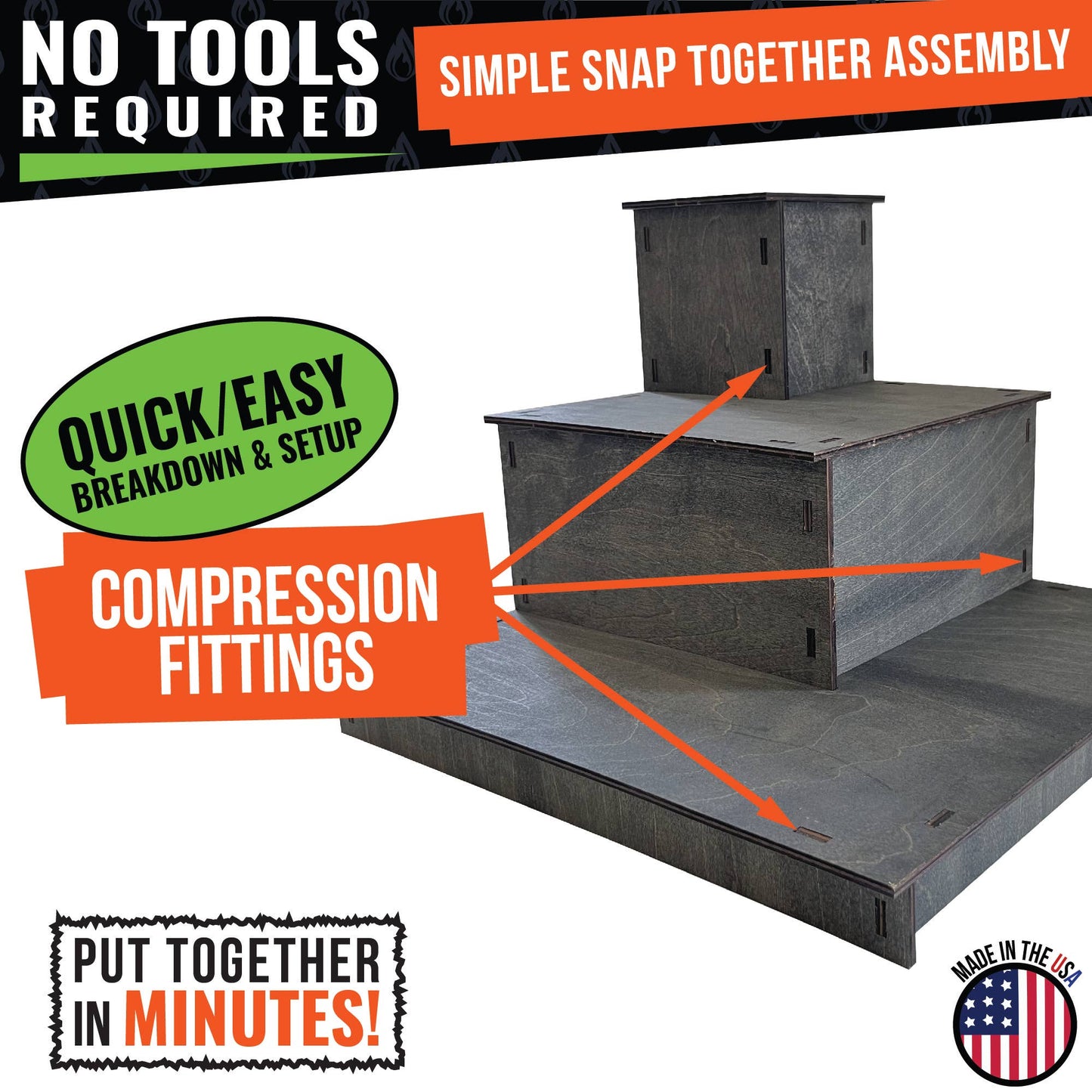 3-Tier Corner Wooden Portable Display Stand: Ebony