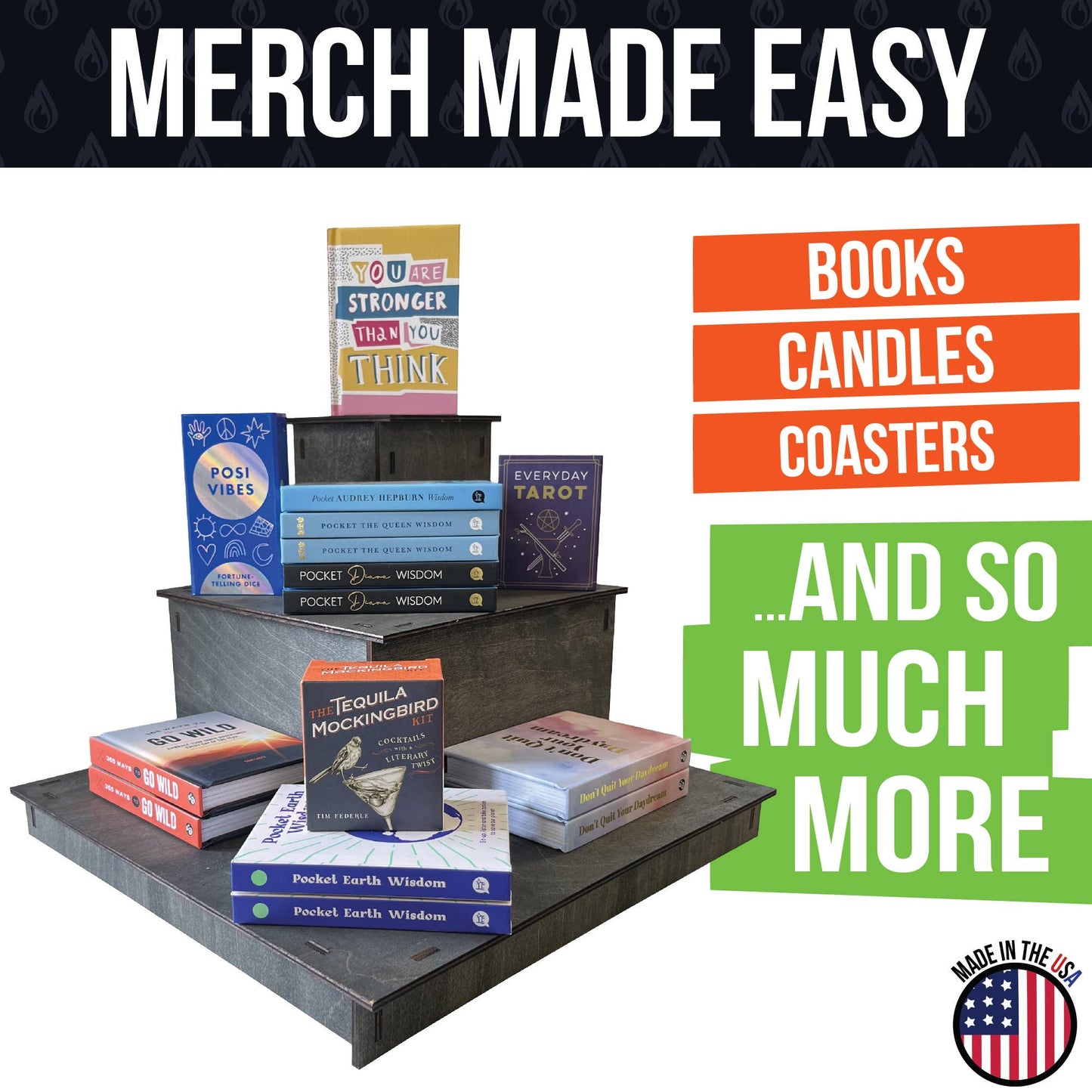 3-Tier Corner Wooden Portable Display Stand: Ebony