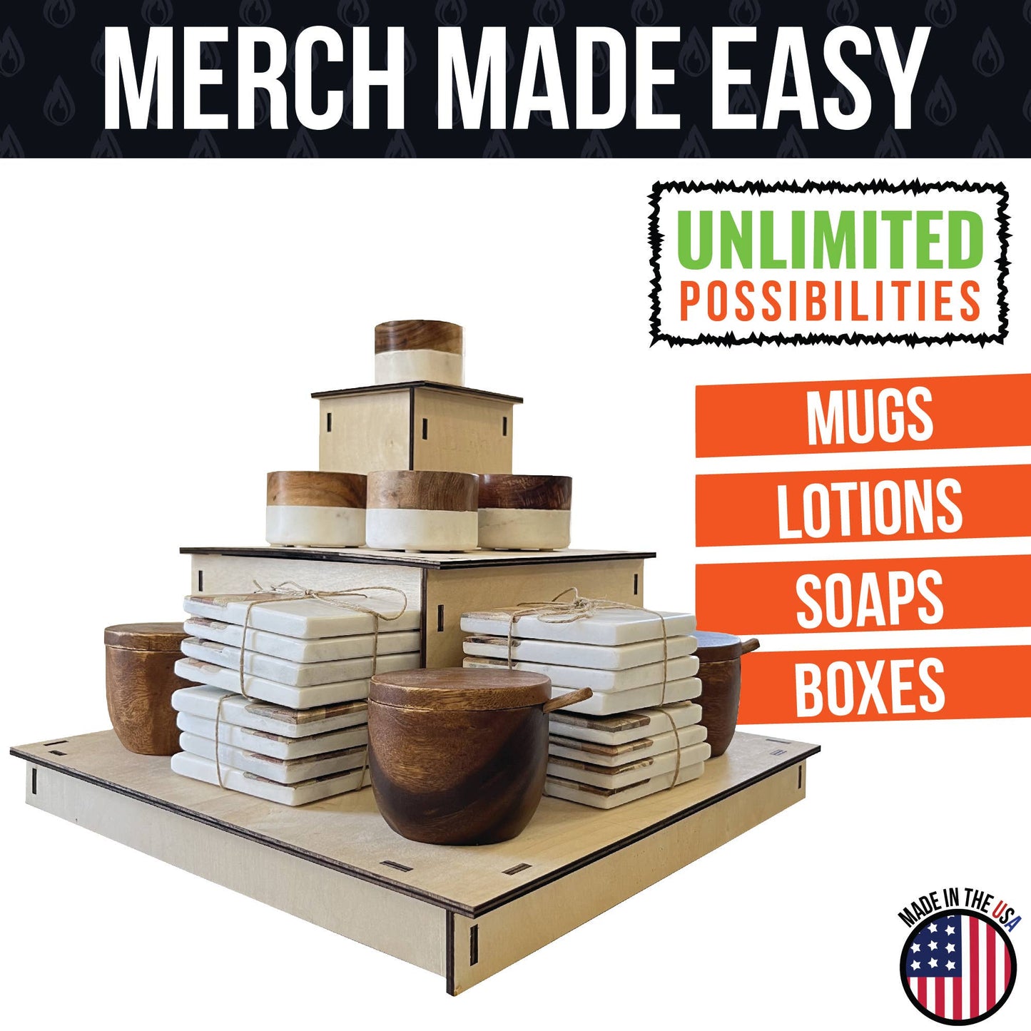 3-Tier Corner Wooden Portable Display Stand: Ebony