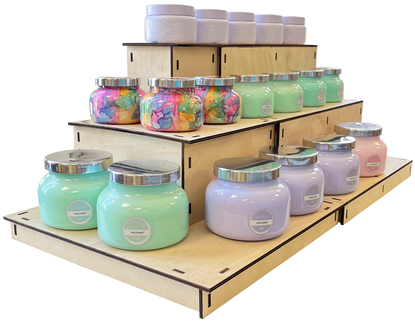 3-Tier Corner Wooden Portable Display Stand: Ebony