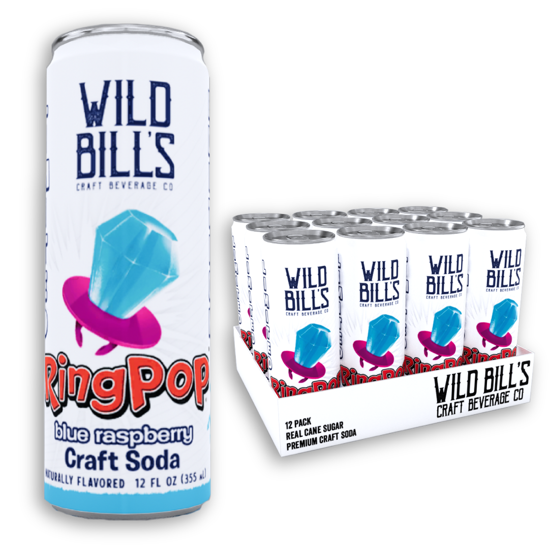 Ring Pop Soda Blue Raspberry Pure Cane Sugar, 12-Pack, Cans