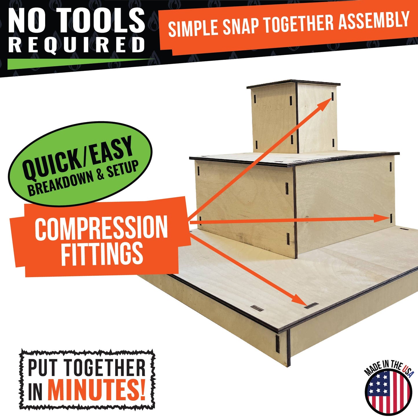 3-Tier Corner Wooden Portable Display Stand: Ebony