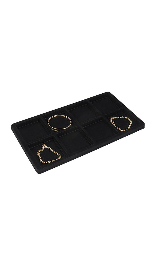Black Flocked Tray Insert - 14"L x 7-1/2"W: 8 Section