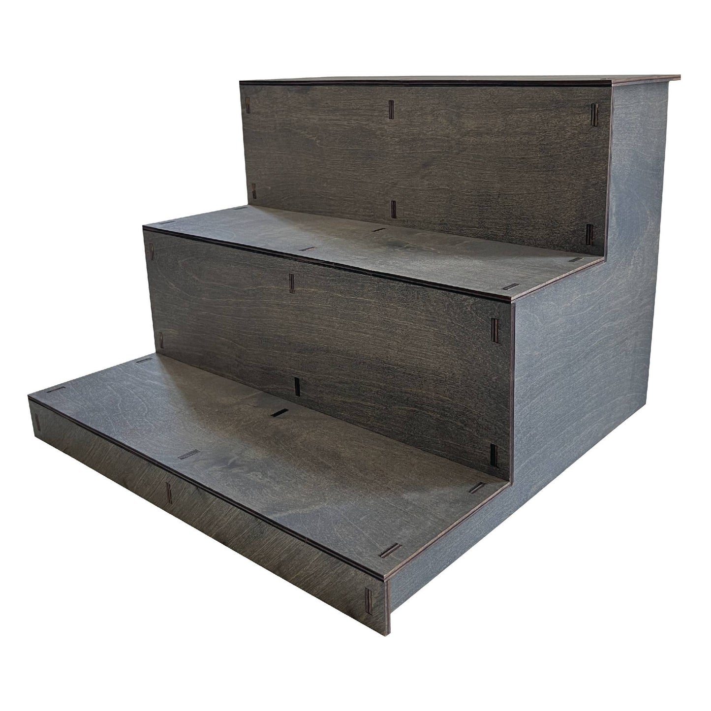 3-Tier Straight Wooden Portable Display Stand: Ebony