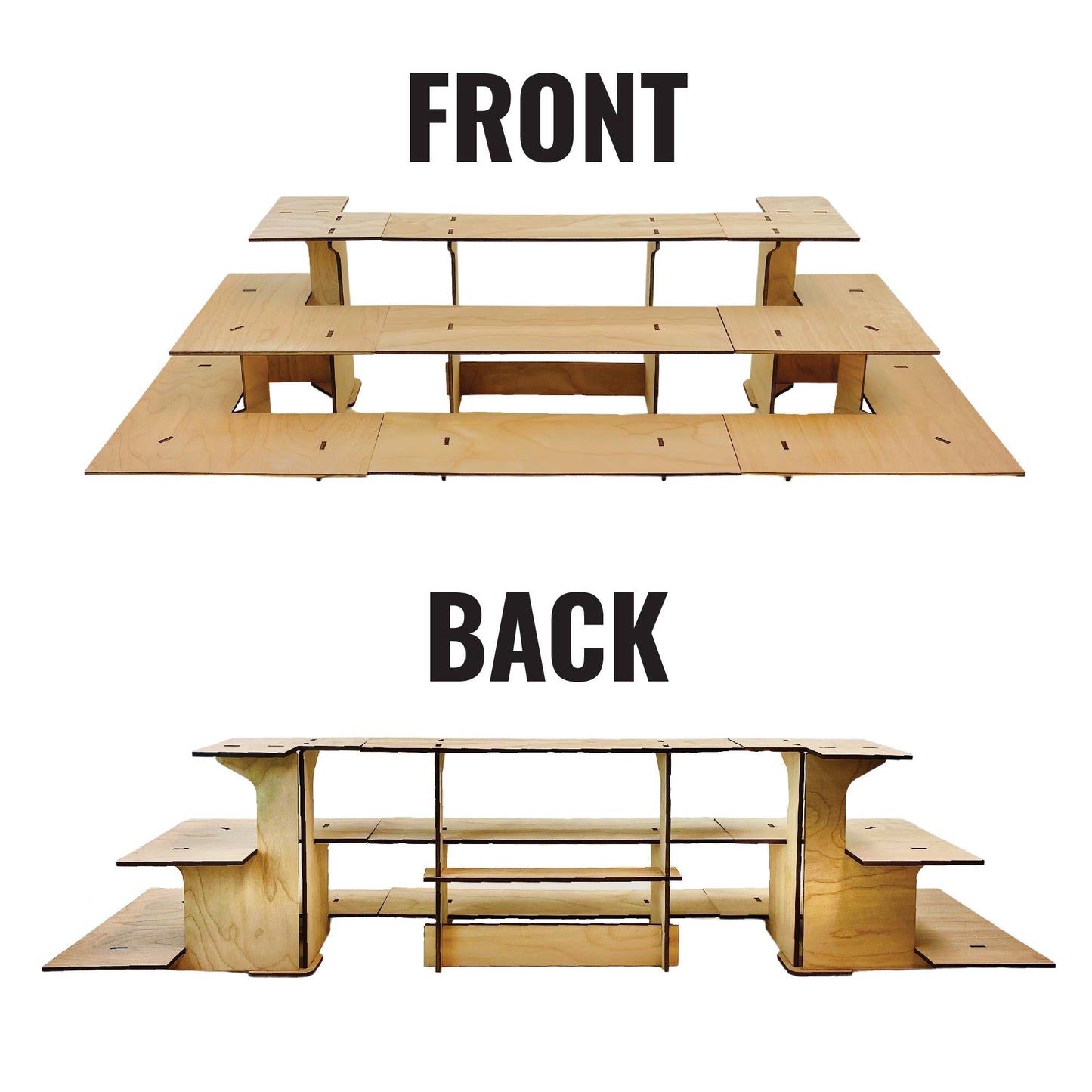 3-Tier Retail Table Display Corner Stand with Shelves: Ebony