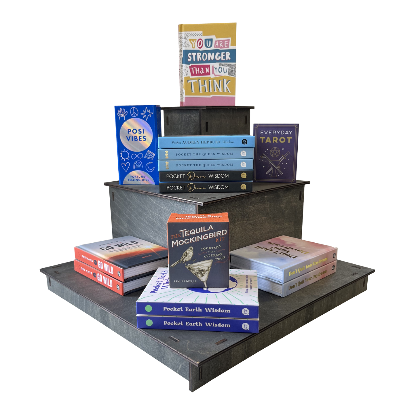 3-Tier Corner Wooden Portable Display Stand: Ebony