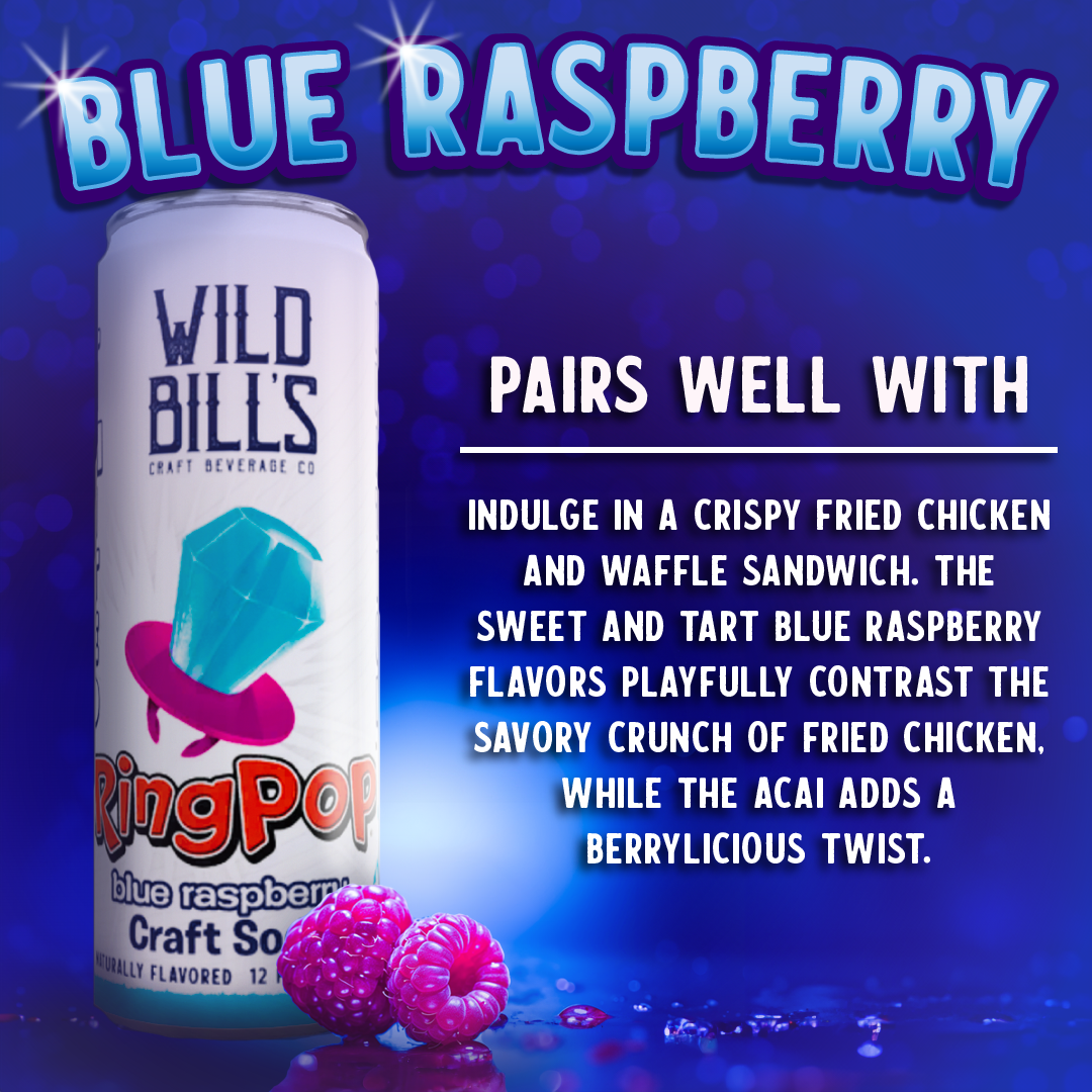Ring Pop Soda Blue Raspberry Pure Cane Sugar, 12-Pack, Cans