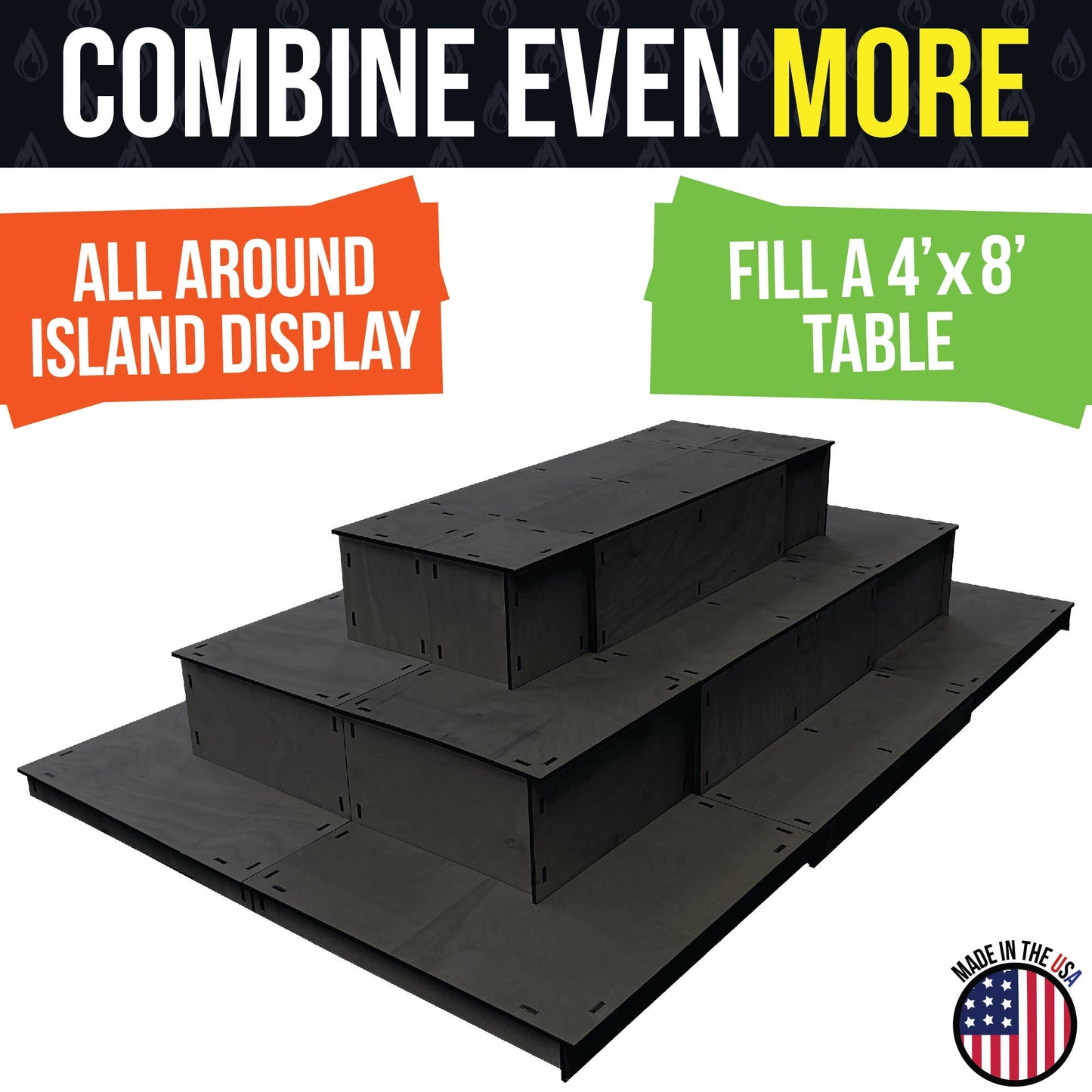 3-Tier Corner Wooden Portable Display Stand: Ebony