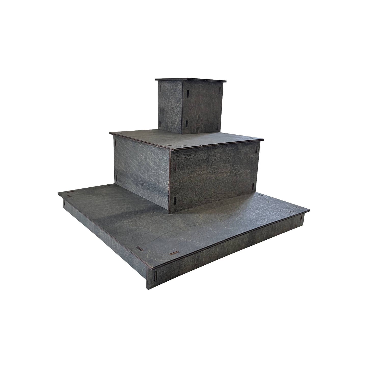 3-Tier Corner Wooden Portable Display Stand: Ebony