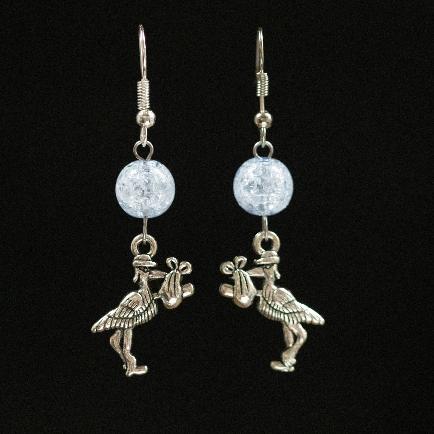 Stork Earrings: Blue