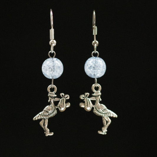 Stork Earrings: Blue