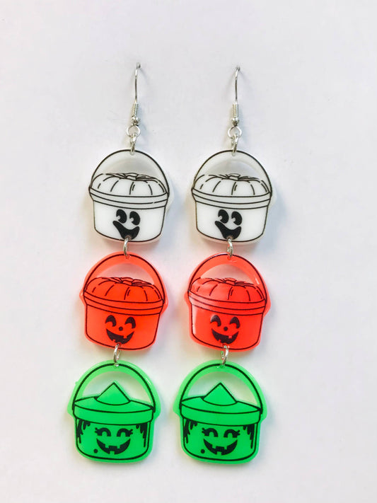 Trick Or Treat Bucket Halloween Earrings