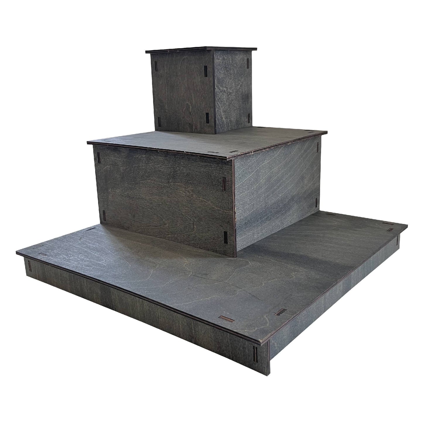 3-Tier Corner Wooden Portable Display Stand: Ebony