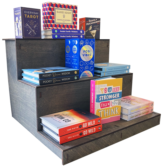 3-Tier Straight Wooden Portable Display Stand: Ebony