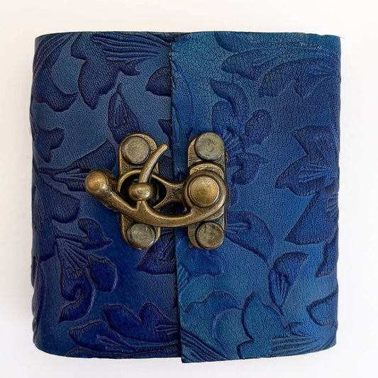 Blue Embossed mini journal ~ 3" x 3"