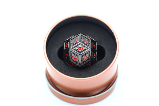Titan's Fist Metal D30 Dice - Black w/ Blood
