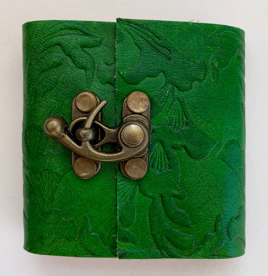 Green Embossed mini journal ~ 3" x 3"