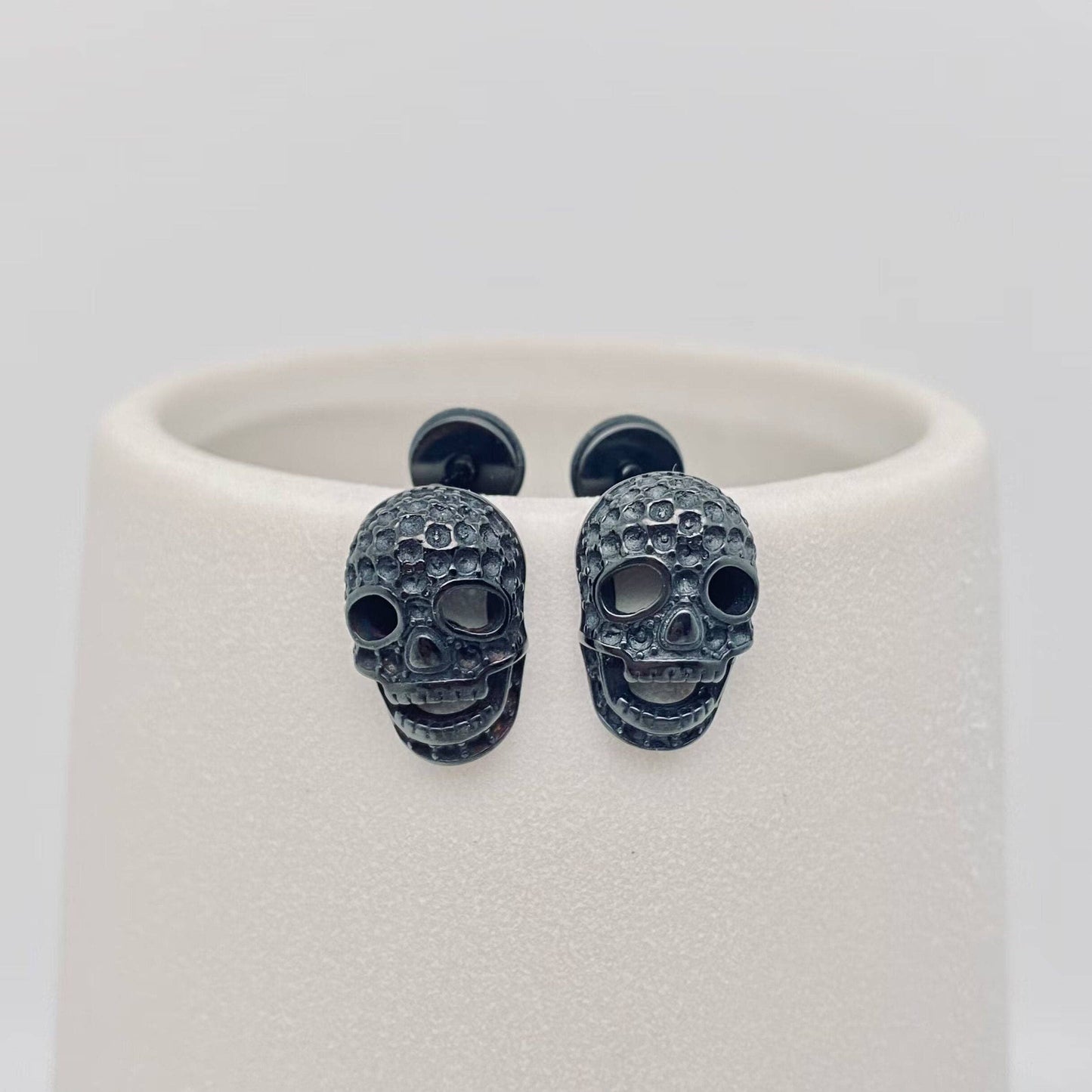 Vintage Mini Skull Titanium Steel Ear Stud Earrings