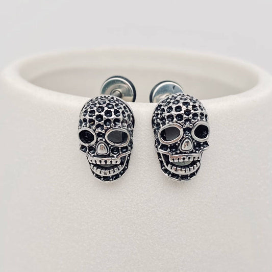 Vintage Mini Skull Titanium Steel Ear Stud Earrings
