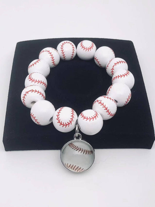 Wooden Beads Baseball Bracelet