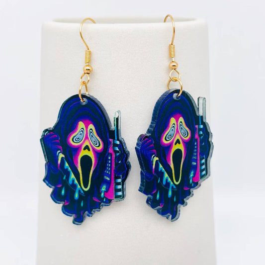 Halloween Acrylic Horror Death Printed Earrings