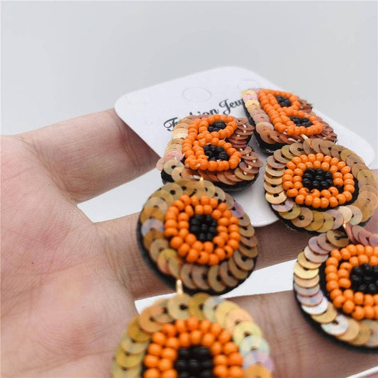 BOO Halloween Acrylic Beads Handwoven Post Earrings