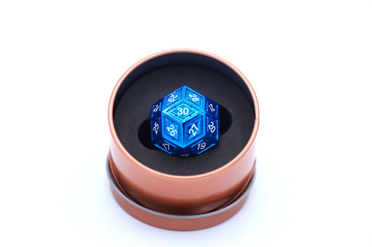 Titan's Fist Metal D30 Dice - Blue w/ White