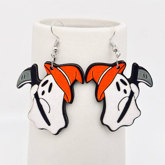 Halloween Sickle Ghost Wooden Earrings